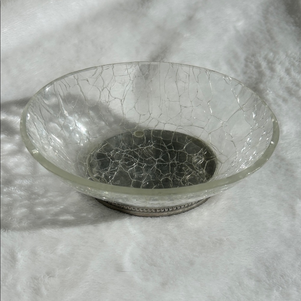 Elegant Crackle Glass Soap Dish